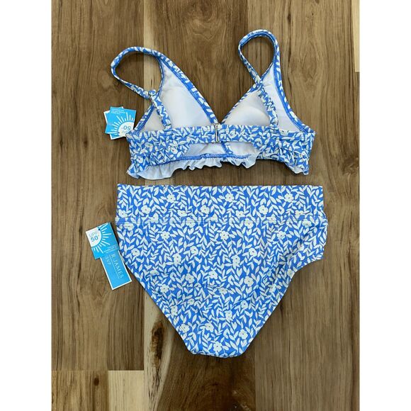 NWT Draper James Summer Picnic Ruffle Bikini Top and Bottom Blue Floral Size XS - Picture 8 of 11